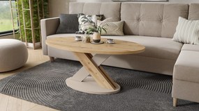 Mazzoni LOXA Artisan Eiken / Kasjmier - OVALE SALONTAFEL 120x65 cm