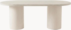 Ovale eettafel Narvik met travertijn effect, 200 x 100 cm