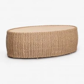 Ovale Tuintafel 105x60 Cm Van Acaciahout En Synthetisch Riet Clarnyx Natuurlijk - Sklum
