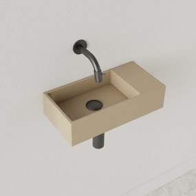 Sanigoods Nano fontein rechts cappuccino zonder kraangat 36x18cm