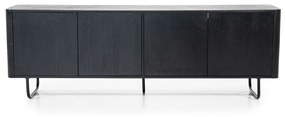 Eleonora James Tv-meubel Mangohout Zwart - 180x40x61cm.