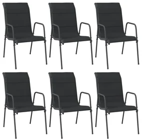 vidaXL Tuinstoelen 6 st staal en textileen zwart