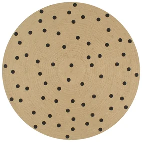 vidaXL Vloerkleed handgemaakt met print polkadot 90 cm jute