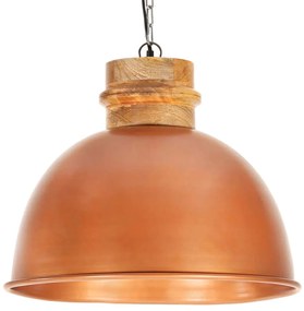 vidaXL Hanglamp industrieel rond E27 50 cm mangohout koperkleurig