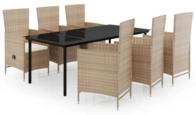 vidaXL 7-delige Tuinset met kussens beige