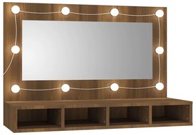 vidaXL Spiegelkast met LED-verlichting 90x31,5x62 cm bruineikenkleurig