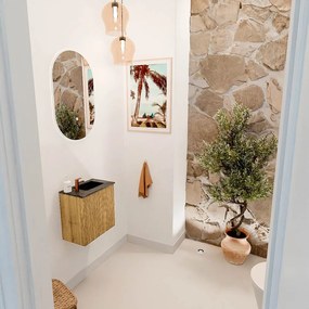 Mondiaz Joya DLux 40cm toiletmeubel oak met wastafel faye rechts 1 kraangat lava