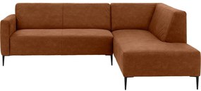 Goossens  Key West cognac, micro leer, 2,5-zits, modern design met ligelement rechts