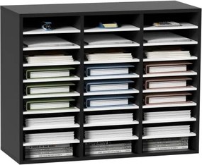 VEVOR Houten literatuurorganizer met 27 vakken, verstelbare planken, organizer van MDF, opbergruimte voor bestanden, documenten, papieren en tijdschriften op kantoor, thuis, op school, zwart