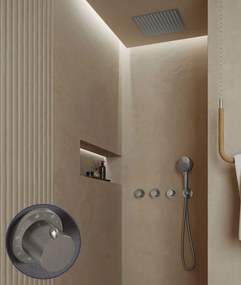Saniclear Plus Stripes inbouw regendouche met inbouw douchekop 30x30cm en 2 standen handdouche RVS
