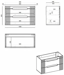 Comad Fiji onderkast met ribbelfront 100cm wit