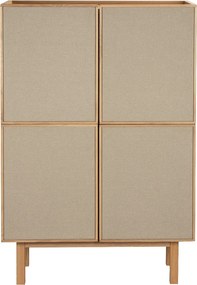 Eiken Wandkast Met Stoffen Deuren - 80x40x120cm.