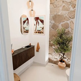Mondiaz Joya DLux 100cm toiletmeubel walnut met wastafel faye rechts 1 kraangat lava