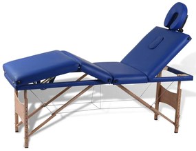 vidaXL Massagetafel inklapbaar met houten frame (vier delen / blauw)