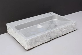 Forzalaqua Palermo wastafel 80x50cm met 2 kraangaten carrara gekapt