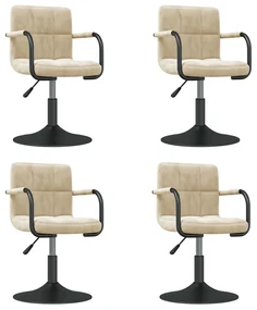 vidaXL Eetkamerstoelen draaibaar 4 st fluweel crèmekleurig