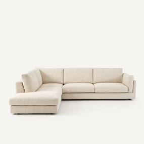 Omvormbare hoekbank met longchair, bouclettestof, César