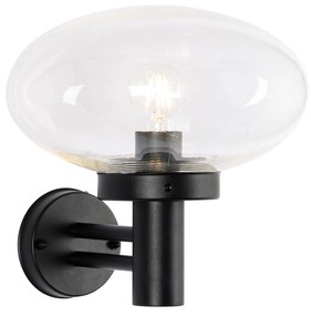 Moderne buiten wandlamp zwart met glas - Elly