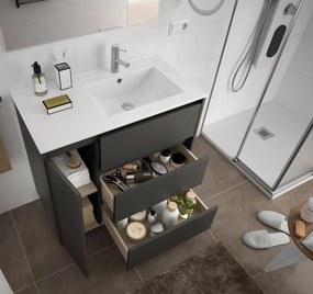 Muebles Rise asymmetrisch staand badmeubel 85cm mat grijs rechts