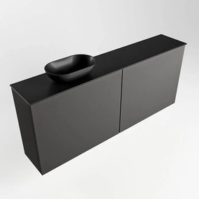 Mondiaz Fowy toiletmeubel 120cm dark grey met zwarte waskom links zonder kraangat