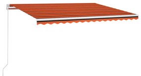 vidaXL Luifel handmatig uittrekbaar met LED 400x300 cm oranje en bruin