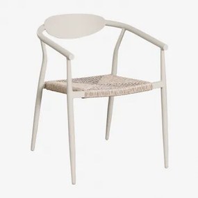 Set Van 2 Stapelbare Eetkamerstoelen Met Armleuningen In Aluminium En Synthetisch Rotan Marsha Tapioca Beige - Sklum