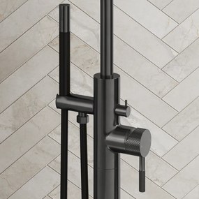 Saniclear Iron Curved Pro vrijstaande badkraan verouderd ijzer - gunmetal