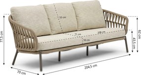 Stoel en Bank Loungeset 5 personen Rope Zand/Beige  Coco Viento/Fungo
