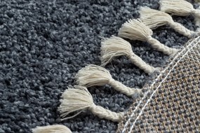 Tapijt BERBER CROSS B5950 ROND grijskleuring / witrand ,  Barber , marokkaanse shaggy