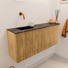 Mondiaz Joya DLux 100cm toiletmeubel ronding rechts oak met wastafel faye links zonder kraangat lava
