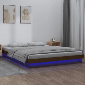 vidaXL Bedframe LED massief hout honingbruin 200x200 cm