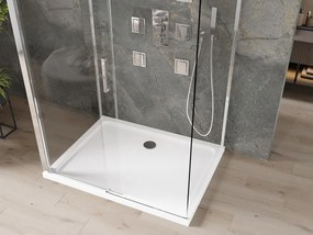 Mexen Omega-3S 3-zijdige douchecabine, schuifbaar 100x80 cm, transparant, chroom + Flat douchebak - 825-100-080-01-00-3s-4010