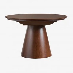 Ronde Eettafel 120-160x120 Cm Uitschuifbaar In Mdf En Montana Eiken Fineer Donker Hout - Sklum