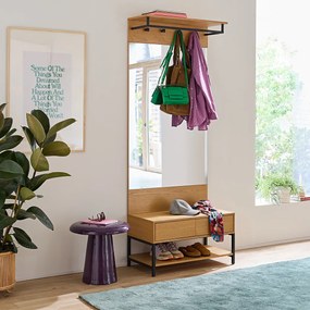 Eiken gefineerde wandspiegel H140 cm, Alvan