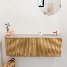 Mondiaz Joya DLux 110cm toiletmeubel ronding links oak met wastafel faye rechts 1 kraangat opalo