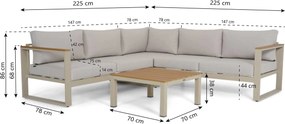 Hoek loungeset 5 personen Aluminium Zand/Beige  Domani Furniture Nordic