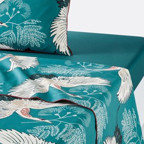 Bedrukt laken in perkal Grues Bleu