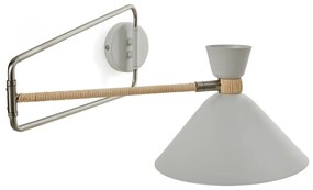 Richtbare wandlamp in metaal en rotan, Zoticus Ratan