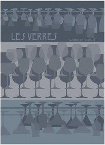 Jacquard theedoeken Les Verres A Pied Denim, 4-delig