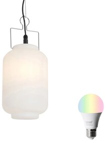 Smart buiten hanglamp wit 20cm incl. Wifi A60 - Pion Modern E27 IP44 Buitenverlichting rond