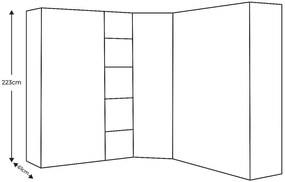 Goossens Excellent Kast Systeem Statement, 6 draaideuren, 50 cm breed rek, met hoekkast inloop 45 graden 255 cm breed 223 cm hoog 255 cm diep