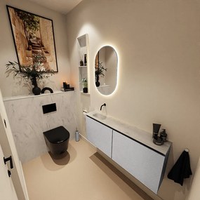 Mondiaz Ture DLux toiletmeubel 120cm plata met wastafel opalo links zonder kraangat