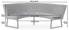 Eetkamerbank - Hengelo - geschikt voor ronde tafel 150 cm - stof Element donkergrijs 22