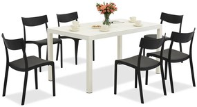 King/Provence wit en antraciet tuinmeubelset voor 6 personen Bica