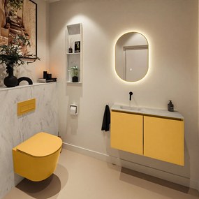 Mondiaz Ture DLux toiletmeubel 80cm ocher met wastafel opalo links zonder kraangat