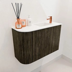 Mondiaz Joya 60cm toiletmeubel ronding links shadow met wastafel faye rechts 1 kraangat talc