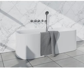 Fortifura Nebbio Badcombinatie-set - thermostaatkraan - wandaansluitbocht met handdouchehouder - metalen doucheslang - ronde handdouche - uitloop - geborsteld RVS SW1183066 2x SW1183076 2x SW1183079 SW542645 SW706