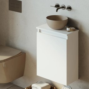Fontana Bano toiletmeubel mat wit 40x22cm met waskom in taupe