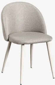 Kana Gestoffeerde Eetkamerstoel En Staal Beige – Crème & Linnen Bruin - Mokka & Linnen - Sklum