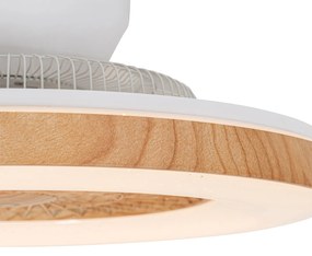 Plafondventilator met lamp hout incl. LED met afstandsbediening - Climo Landelijk rond Binnenverlichting Lamp